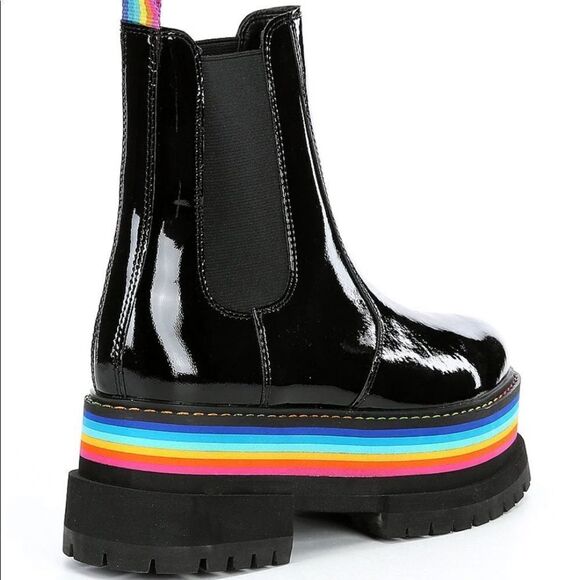 Kurt Geiger London, Lug Sole Rainbow Platform Combat Boots - Picture 5 of 9
